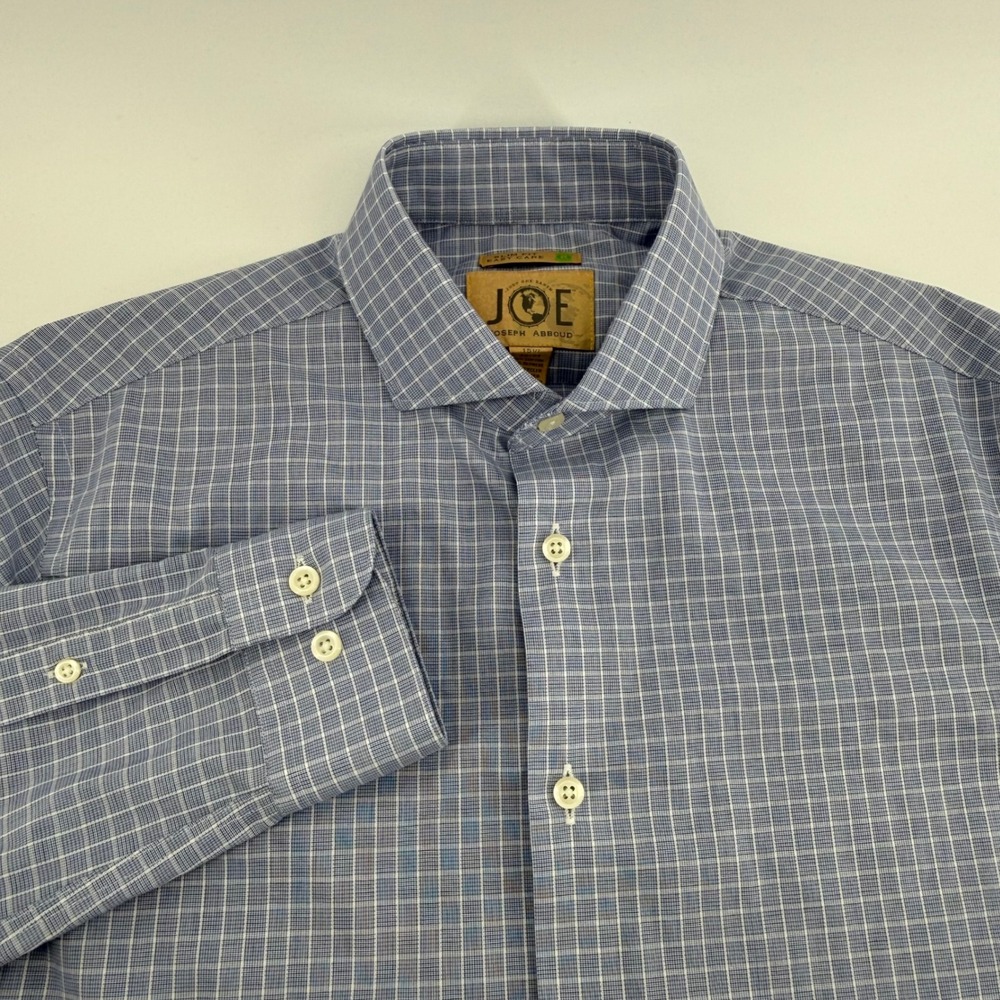 Joseph Abboud JOE Mens Slim Fit Blue Grid Dress Shirt 15.5 32/33 Easy Care